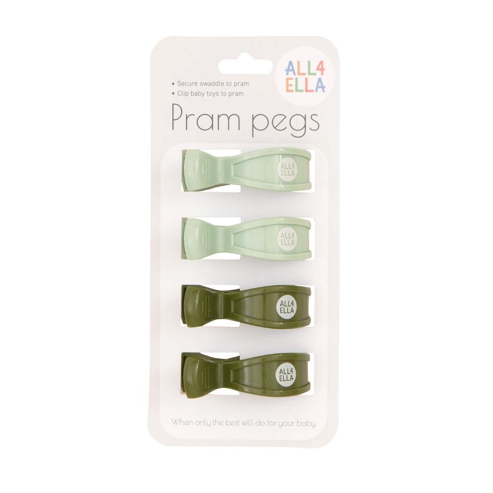 All4Ella Pram Pegs 4 Pack - Sage/Forest