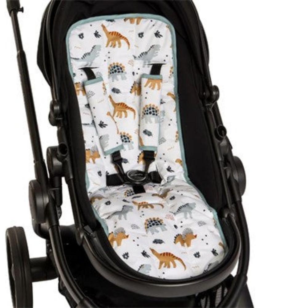 All4Ella Reversible Pram Liner - Beige Dinosaurs