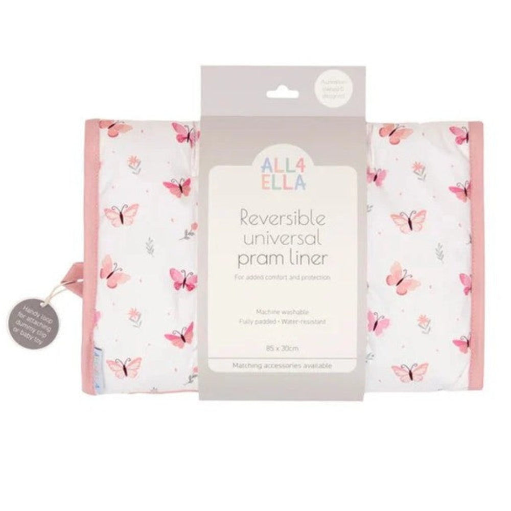 All4Ella Reversible Universal Pram Liner - Sweet Butterfly