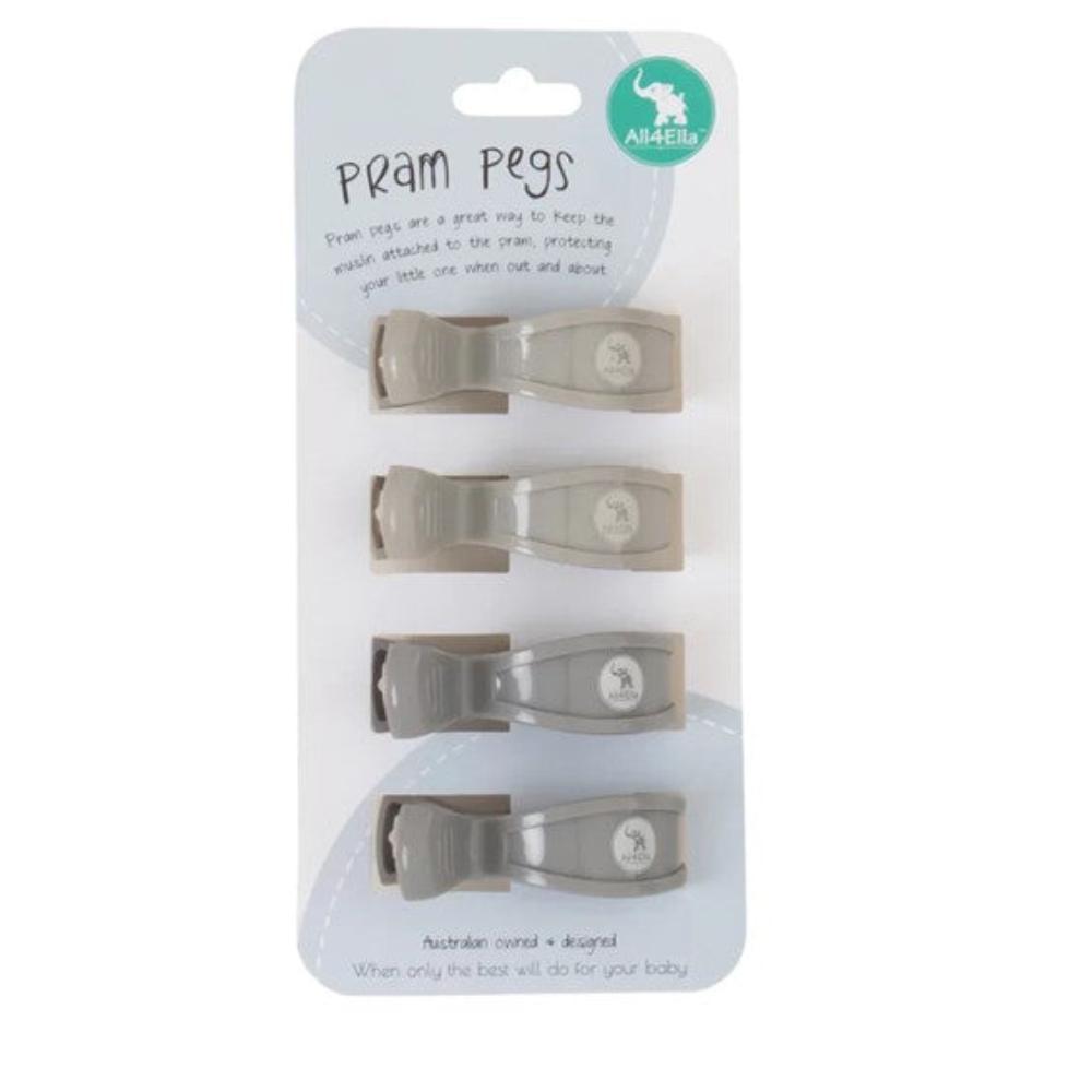 All4Ella Pram Pegs 4 Pack - Grey