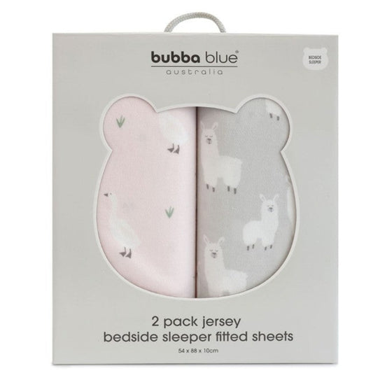 Provincial 2pk Jersey Co Sleeper/Bedside Sleeper Fitted Sheets - Blush/Grey