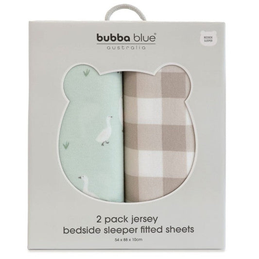Provincial 2pk Jersey Co Sleeper/Bedside Sleeper Fitted Sheets - Olive/Taupe