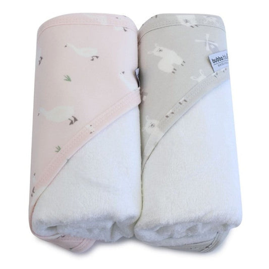 Bubba Blue Provincial 2pk Hooded Towel - Blush/Grey