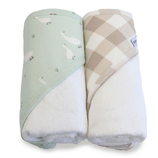 Bubba Blue Provincial 2pk Hooded Towel - Olive/Taupe