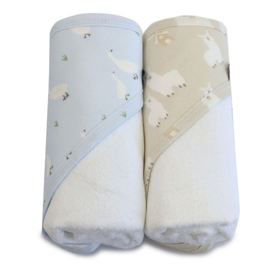Bubba Blue Provincial 2pk Hooded Towel - Sky/Almond
