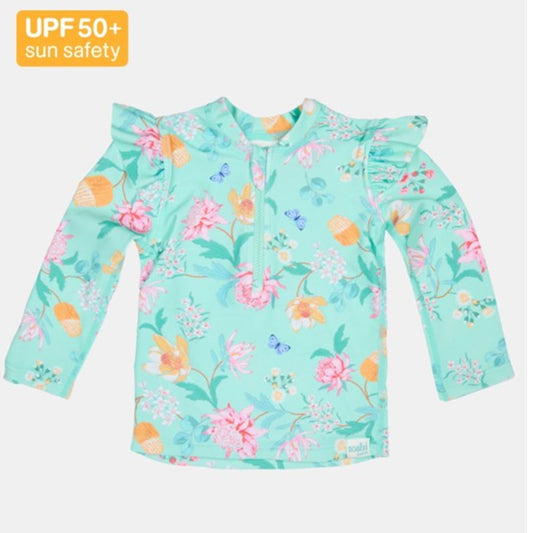 Toshi Swim Rashie Long Sleeve Ripple - Waratah Mint