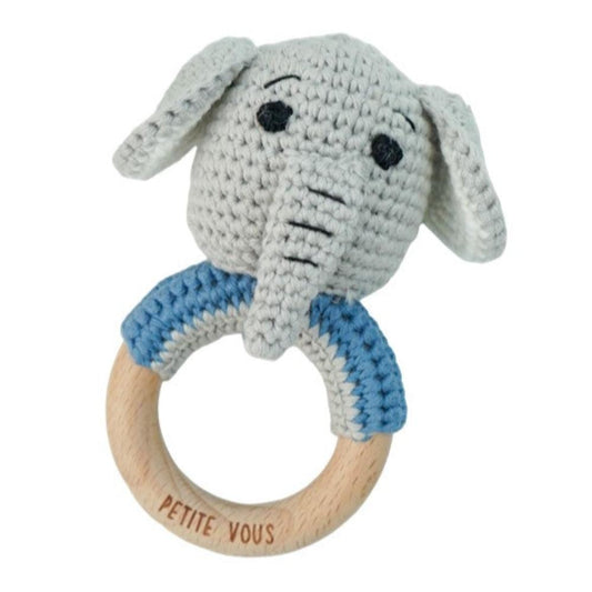 Petite Vous Crochet Ring Rattle - Ellis Elephant