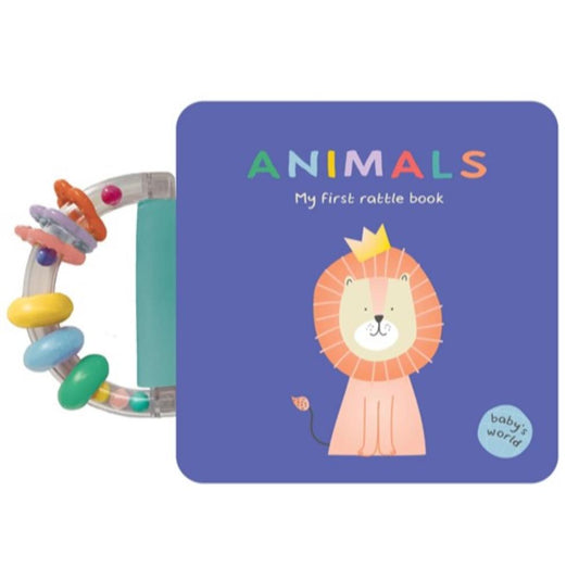 Babys World - Rattle Handle Board Book - Animals