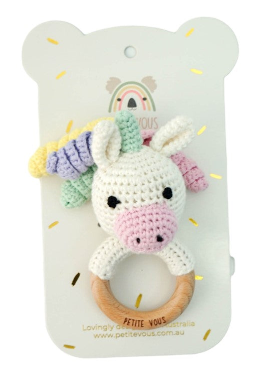 Petite Vous Crochet Ring Rattle - Isla Unicorn