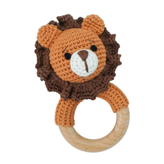 Petite Vous Crochet Ring Rattle - Roary Lion