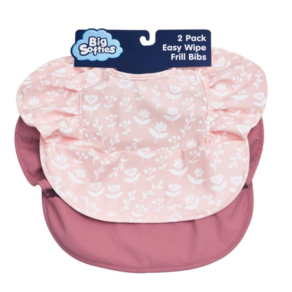 Big Softies Recycled Frill Bib - Rose 2 pk