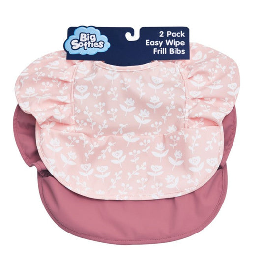 Big Softies Recycled Frill Bib - Rose 2 pk
