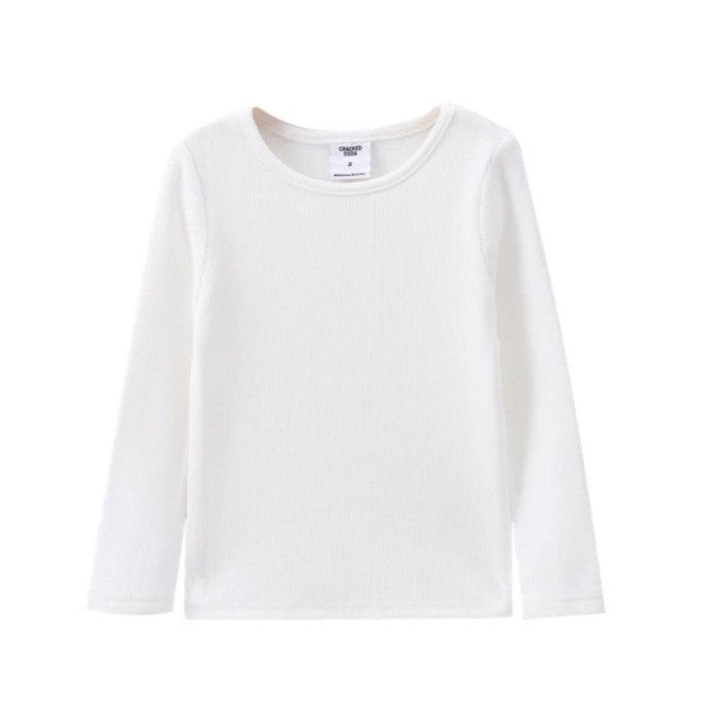 Cracked Soda Ribbed Fleece Top - Cream White