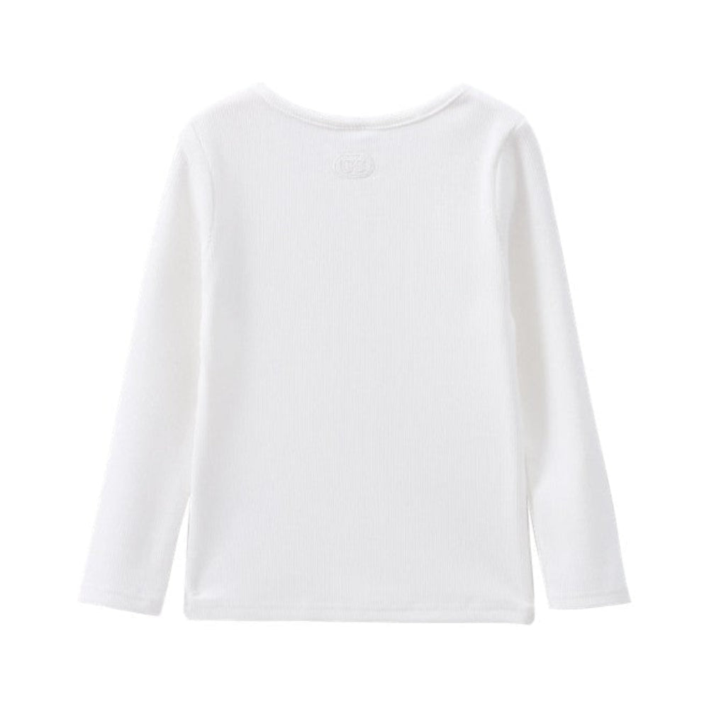 Cracked Soda Ribbed Fleece Top - Cream White