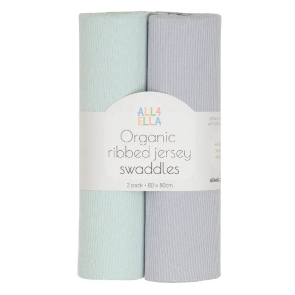 All4Ella Ribbed Jersey Swaddles - 2 pk - Sage/Grey