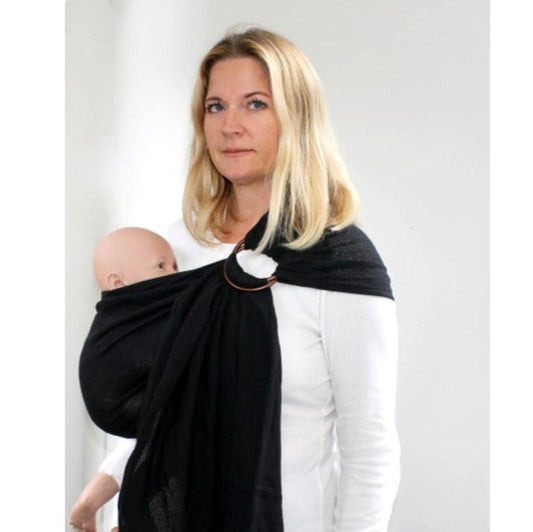 Hug a Bub Organic Ring Sling - Black Mesh