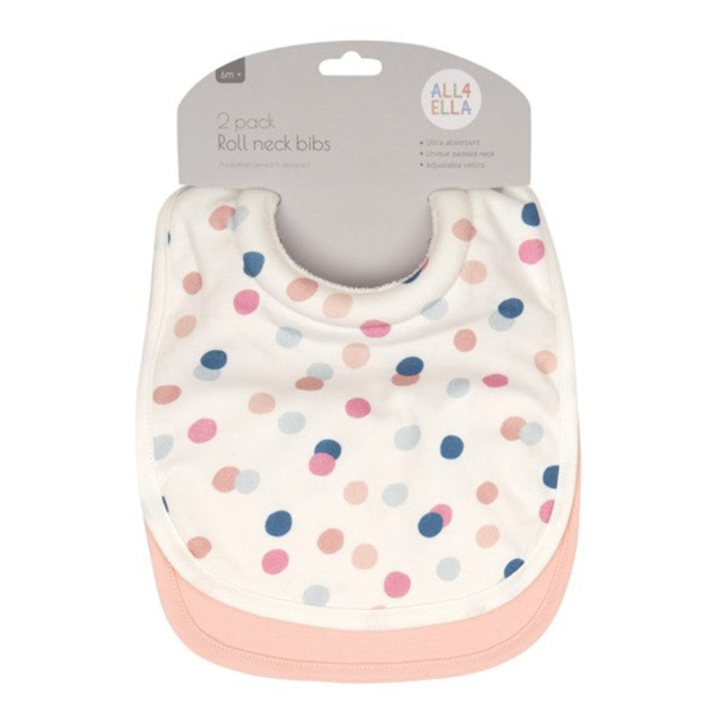 All4Ella Roll Neck Bib 2 Pk - Confetti