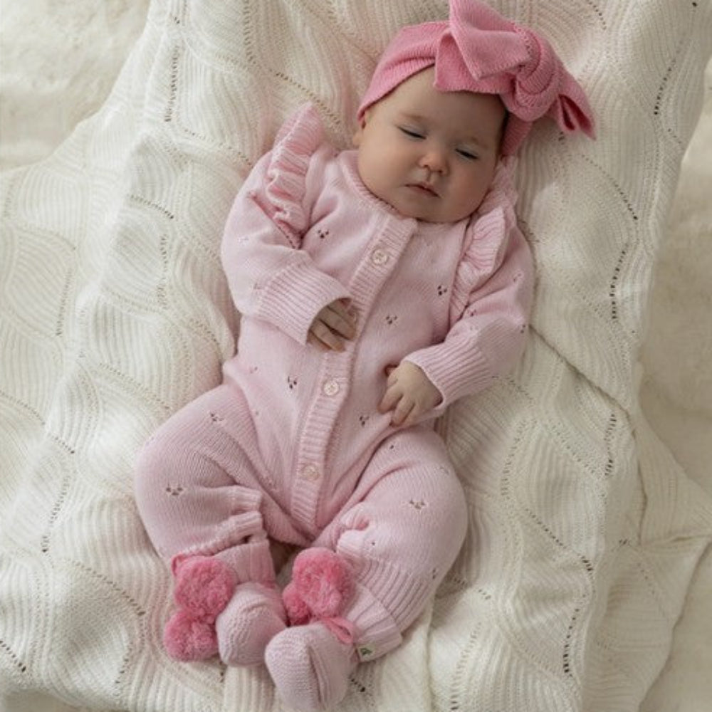 Confetti Kidz Pointelle Knit Romper - Classic Pink