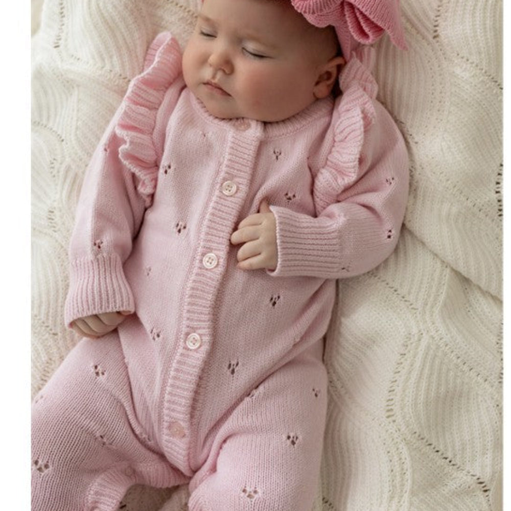 Confetti Kidz Pointelle Knit Romper - Classic Pink