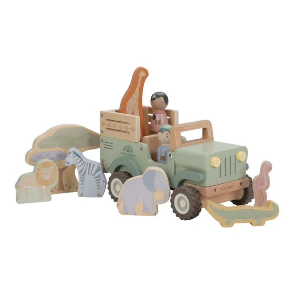 Little Dutch Safari Friends Wooden Safari Car with Animals