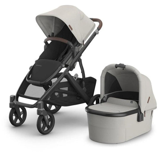 UPPAbaby VISTA V3 with Bassinet - Pearl Grey Jacquard - Savannah + Free Upper Adapters