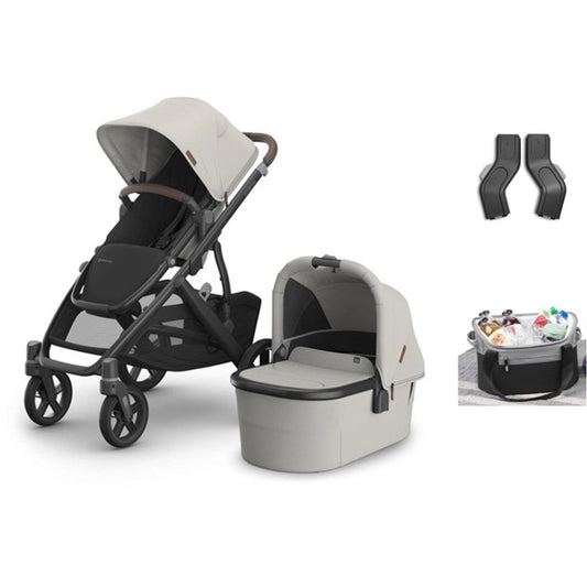 UPPAbaby VISTA V3 with Bassinet - Savannah with BONUS Upper Adaptors and Bevvy Bag