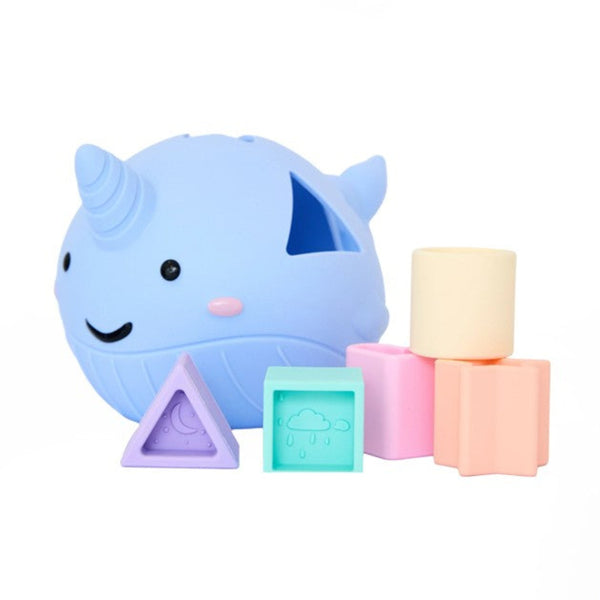 Jellystone Designs: Narwhal Silicone Shape Sorter - Bright (5 shapes) - 10 months+