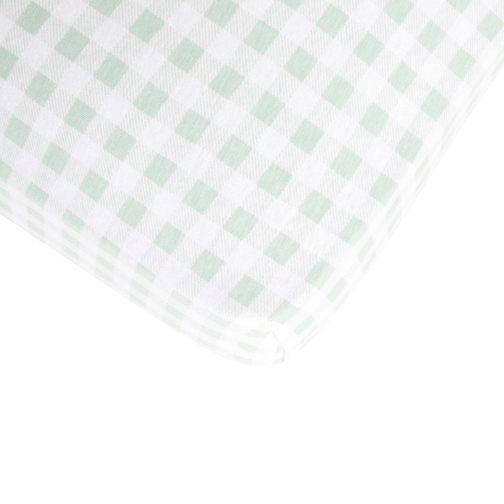 All4Ella Organic Jersey Fitted Cot Sheet - Gingham Sage