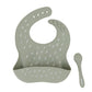 All4Ella Silicone Bib with Spoon - Olive Leaf