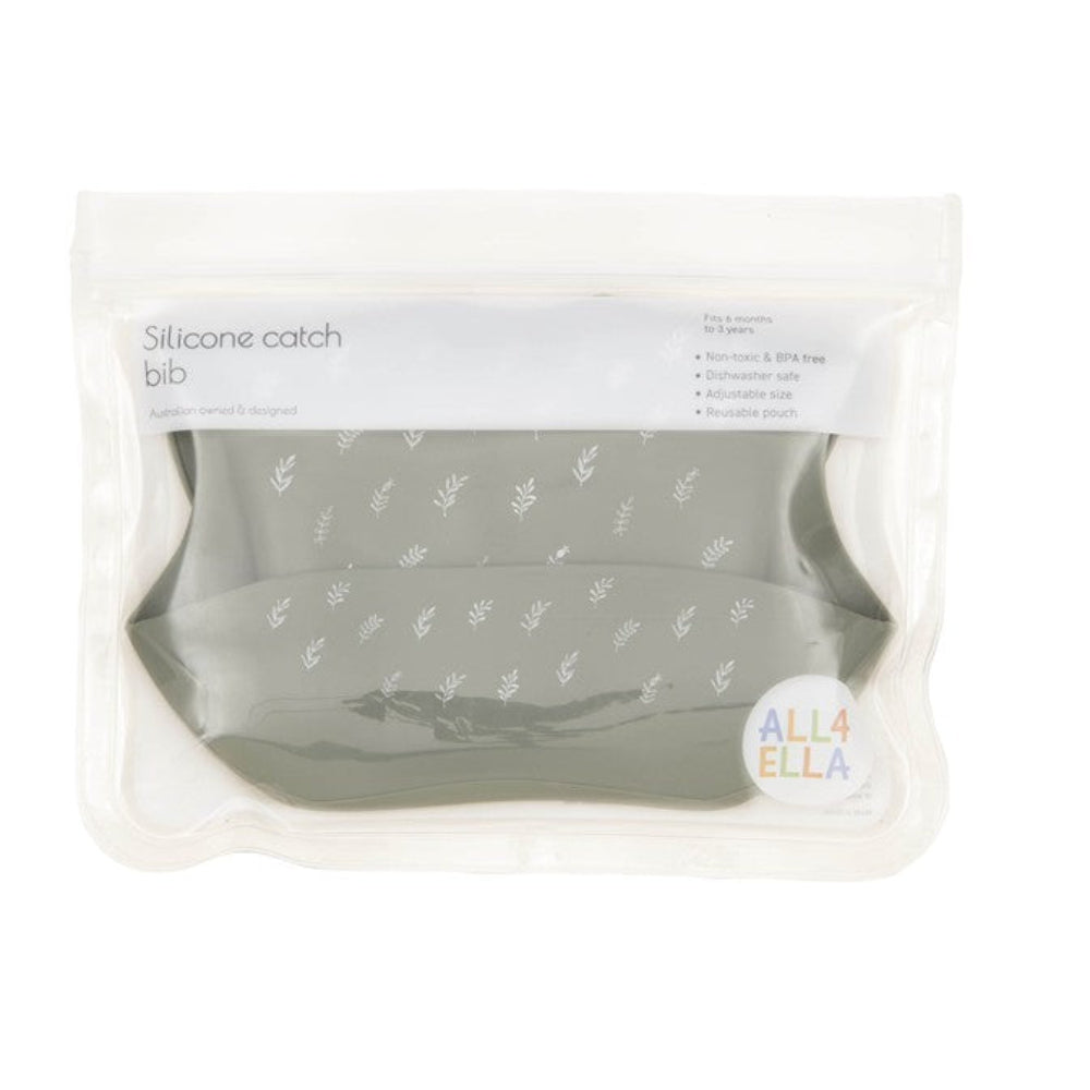 All4Ella Silicone Catch Bib - Olive