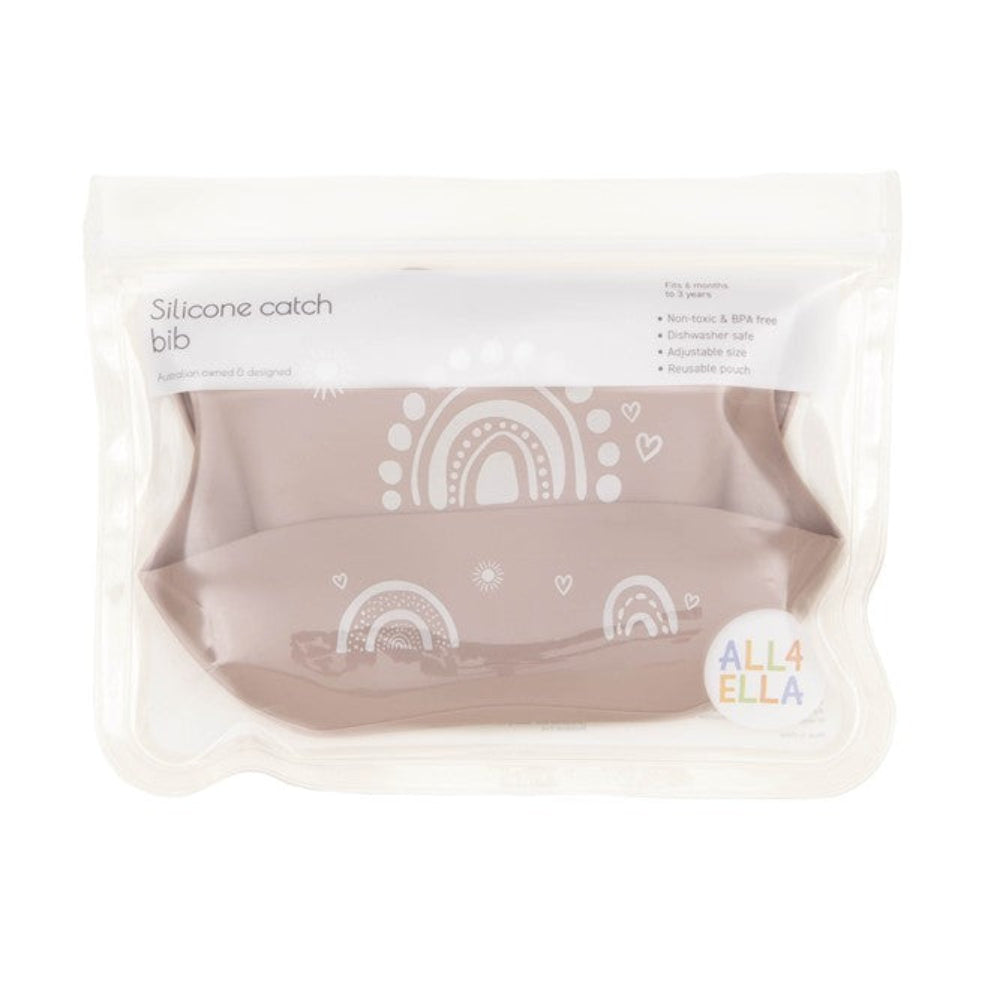 All4Ella Silicone Catch Bib - Rainbow Dusty Pink