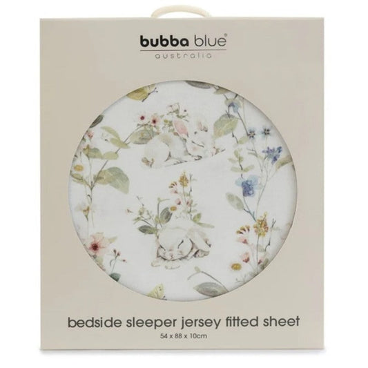 Bubba Blue Jersey Bedside Sleeper Fitted Sheet - Sleeping Bunny