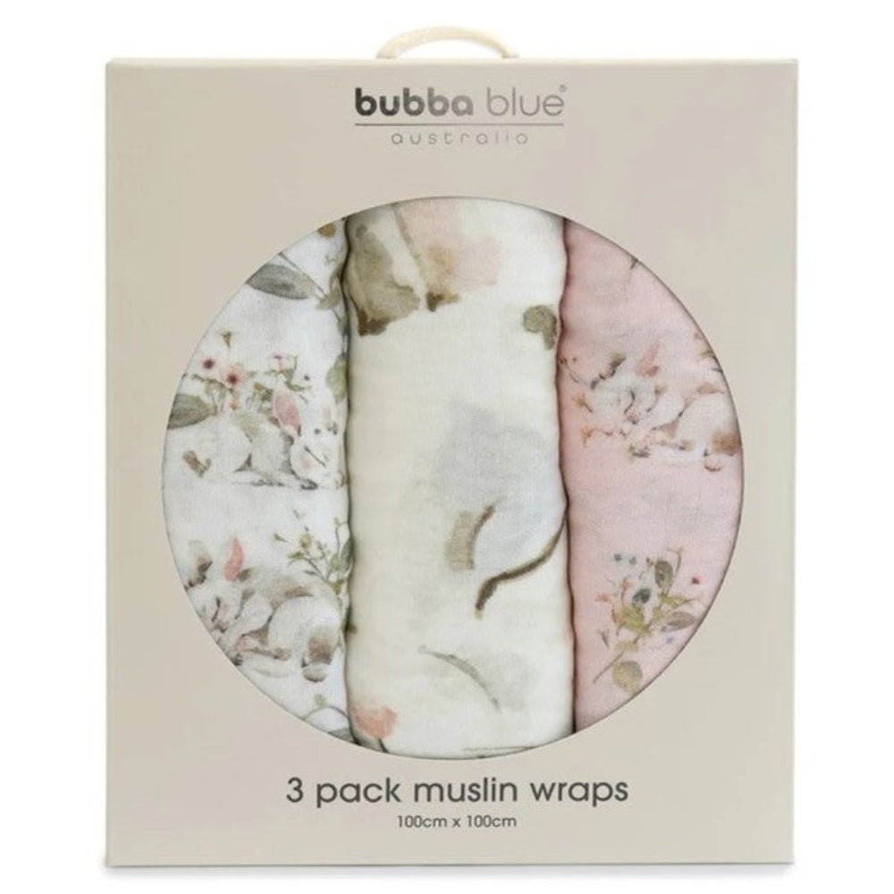 Bubba Blue Muslin Wraps 3 pk - Sleeping Bunny