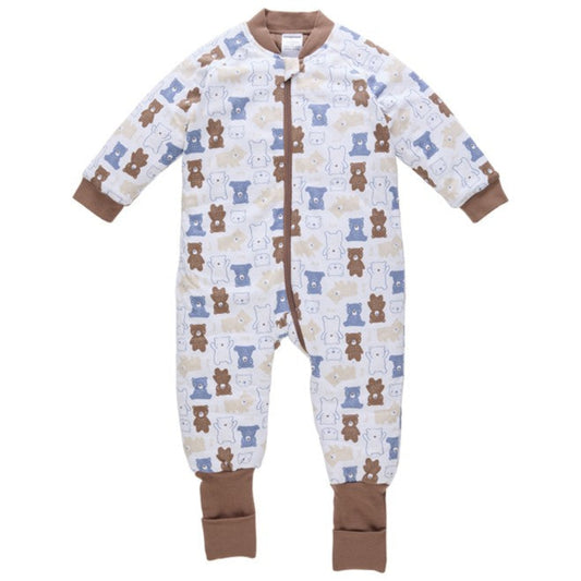 Snugtime Merino Wool Lined Long Sleeves Padded Sleepsuit-Bear