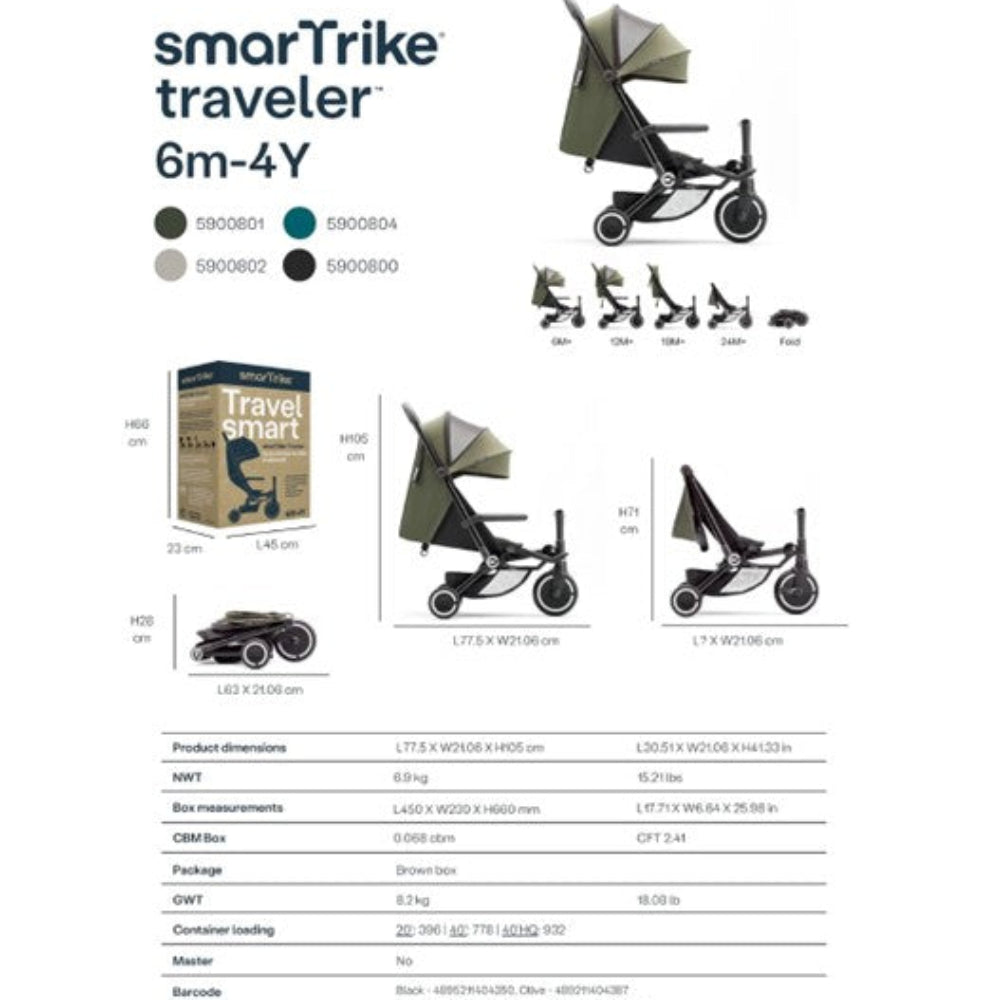 Smartrike Traveller 4 in 1 Convertible Stroller