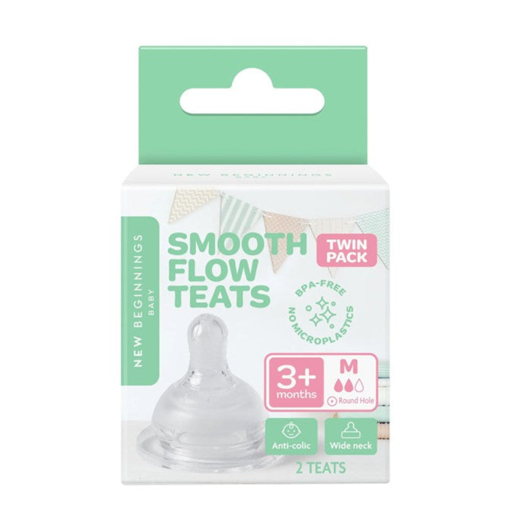 New Beginnings Smooth Flow Anti Colic Teats - Twin Pack