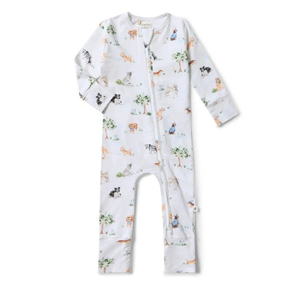 Snuggle Hunny Organic Snugglesuit Convertible Romper - Dog Park