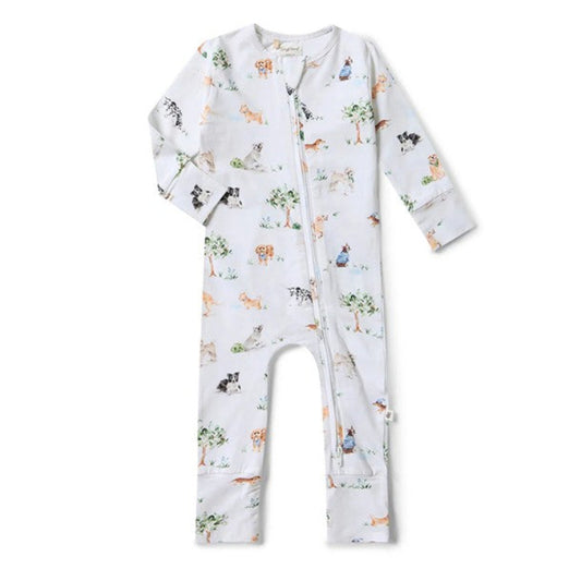Snuggle Hunny Organic Snugglesuit Convertible Romper - Dog Park