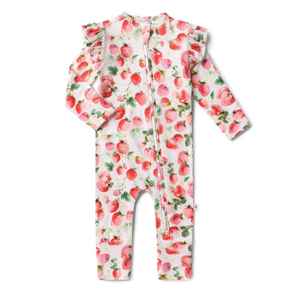 Snuggle Hunny Organic Snugglesuit Convertible Romper - Strawberry