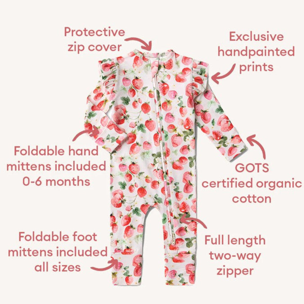 Snuggle Hunny Organic Snugglesuit Convertible Romper - Strawberry