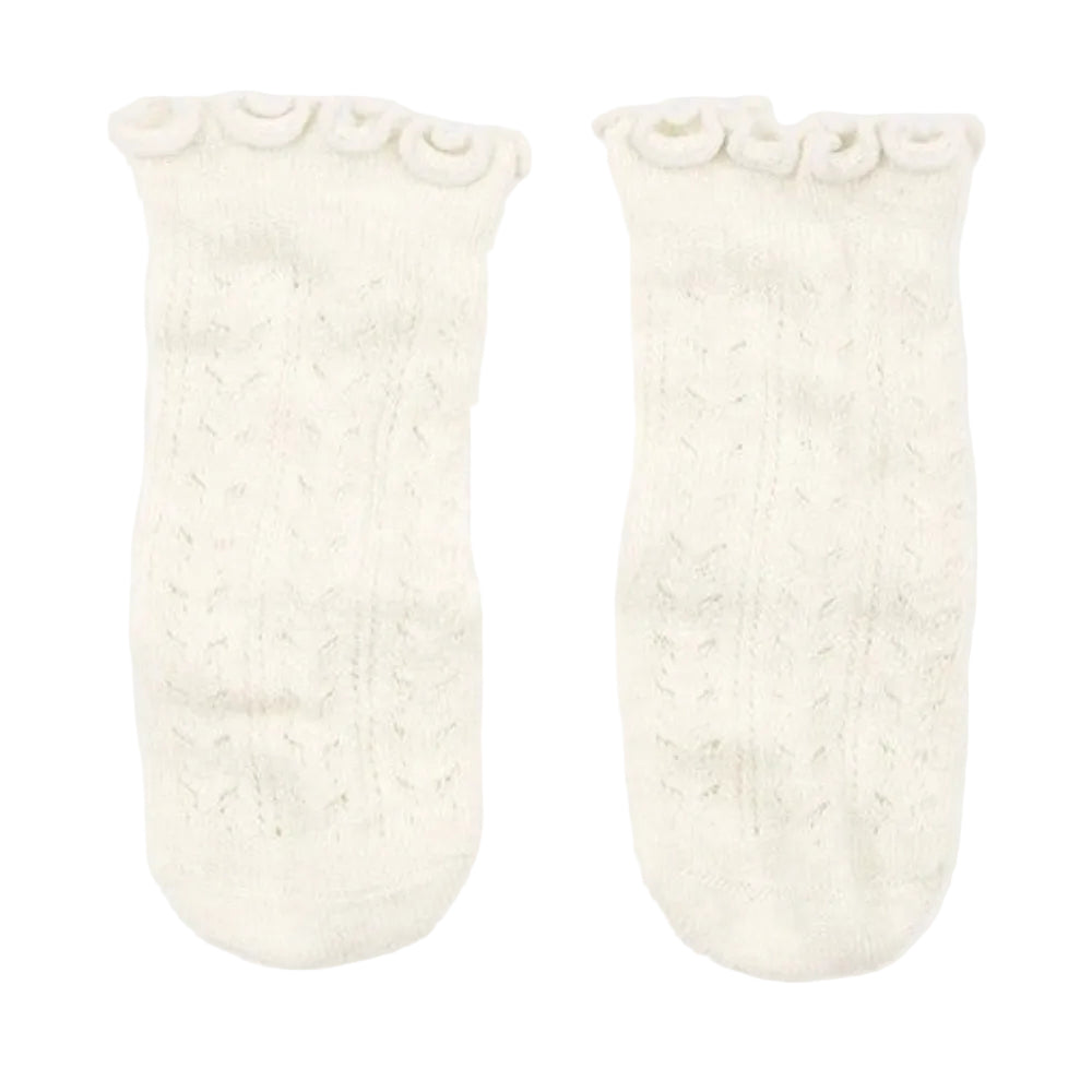 Toshi Organic Socks Knee - Frilly Lace - Cream