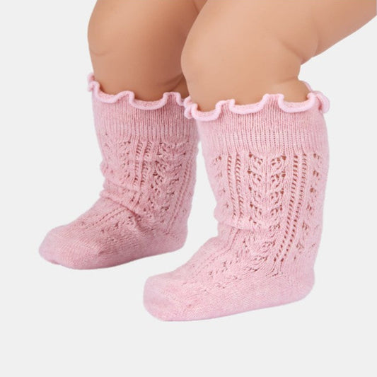 Toshi Organic Socks Knee - Frilly Lace - Misty Rose