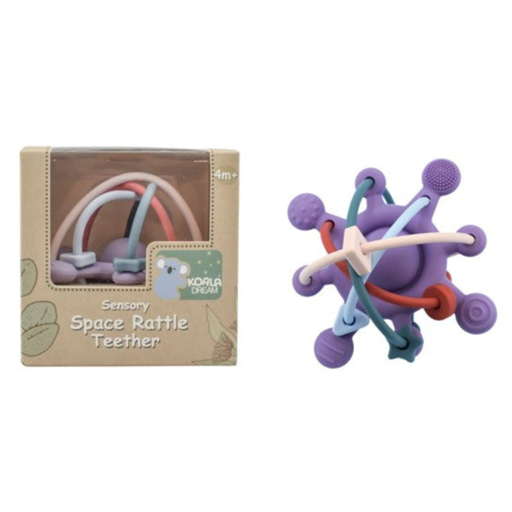 Koala Dream Silicone Sensor Space Rattle Teether - Purple