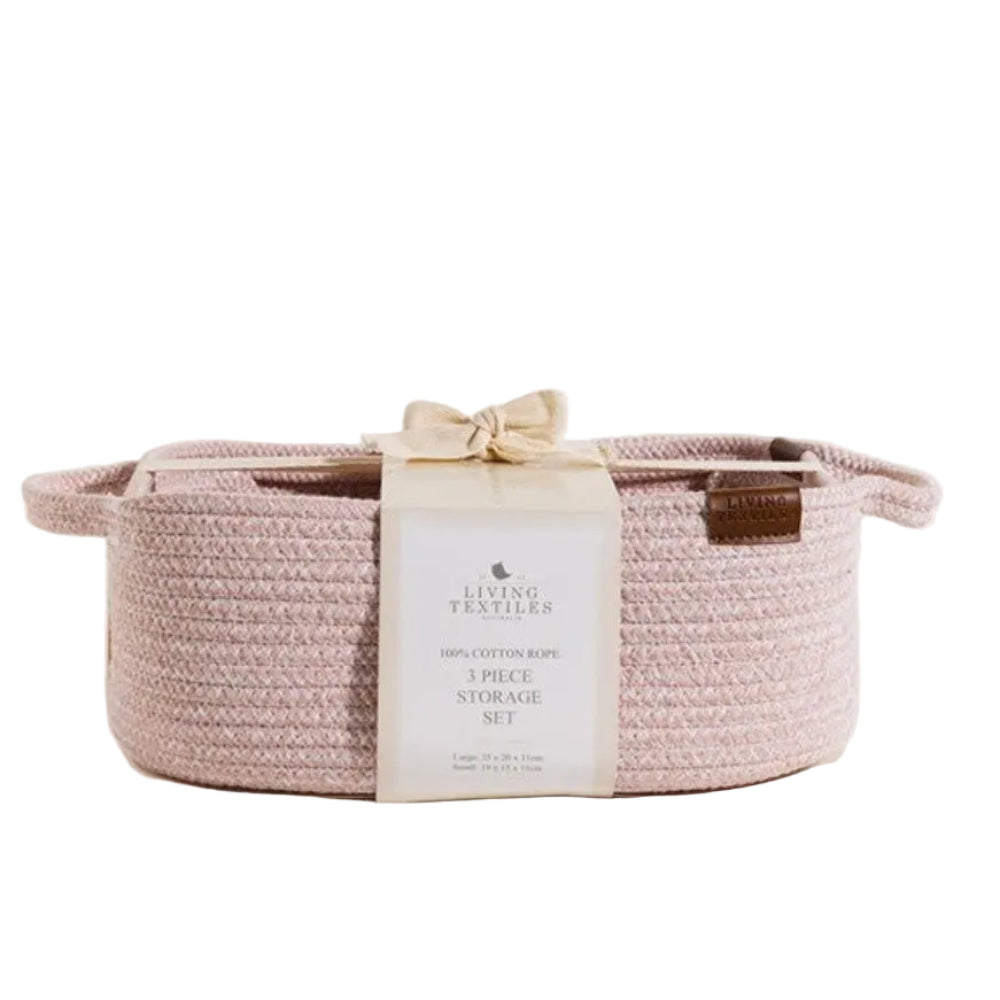 Living Textiles 3 pce Rope Storage Set - Pink