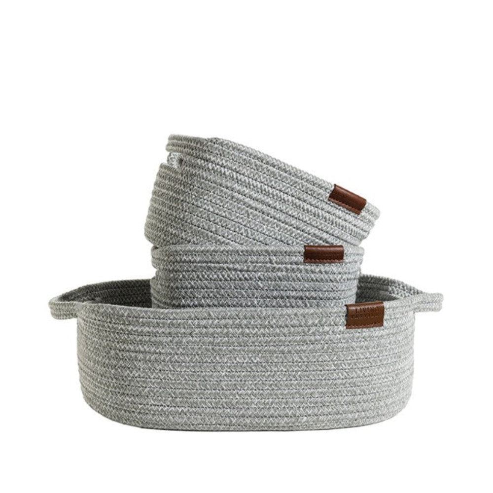 Living Textiles 3 pce Rope Storage Set - Sage