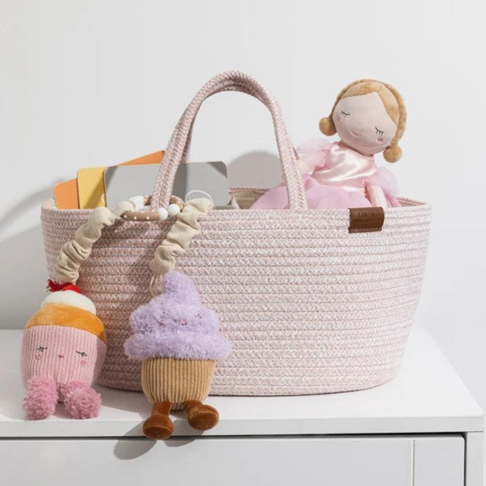 Living Textiles Cotton Rope Storage Caddy - Pink