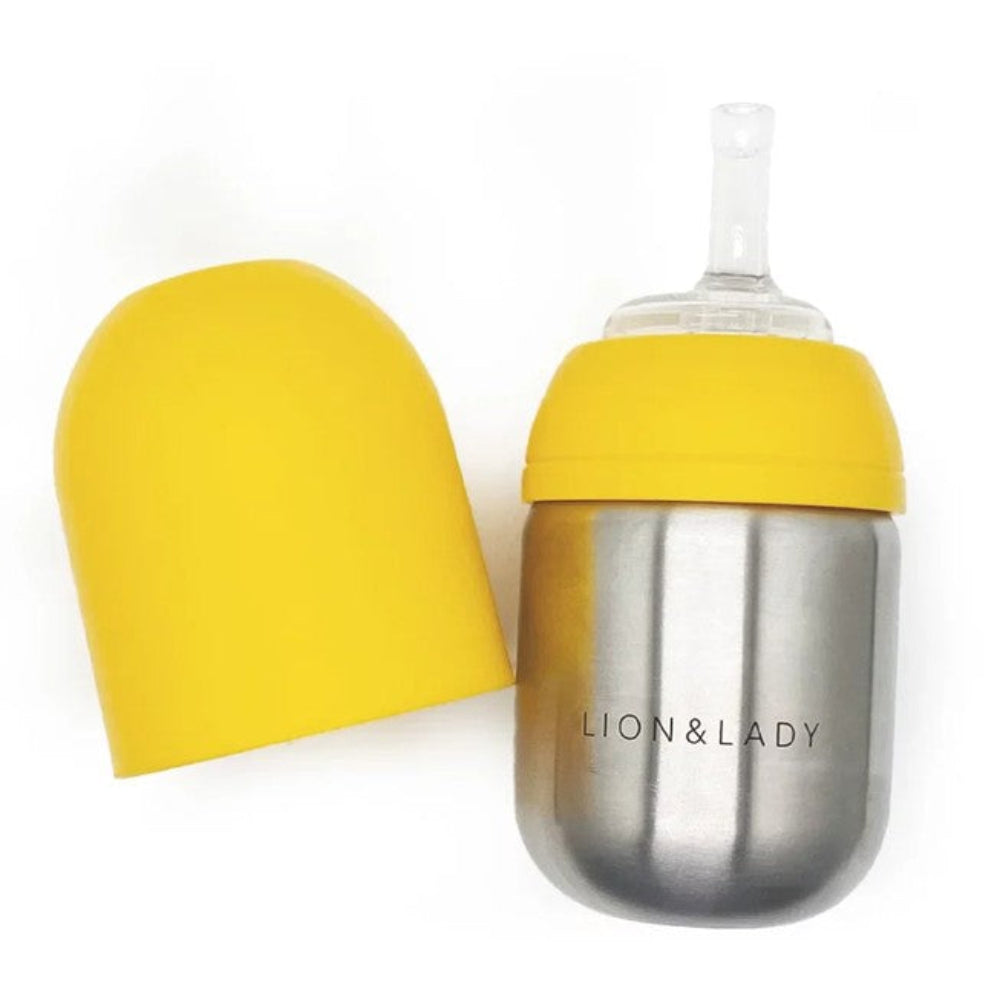 Lion + Lady Stainless Steel Straw Cup 210 ml - Buttercup Yellow