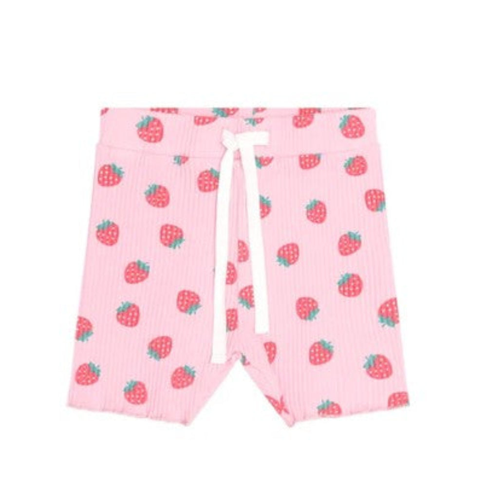 Huxbaby Strawberry Print Rib Bike Short