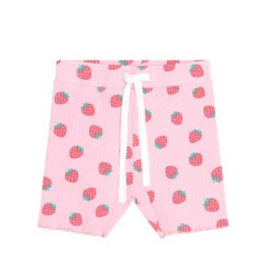 Huxbaby Strawberry Print Rib Bike Short