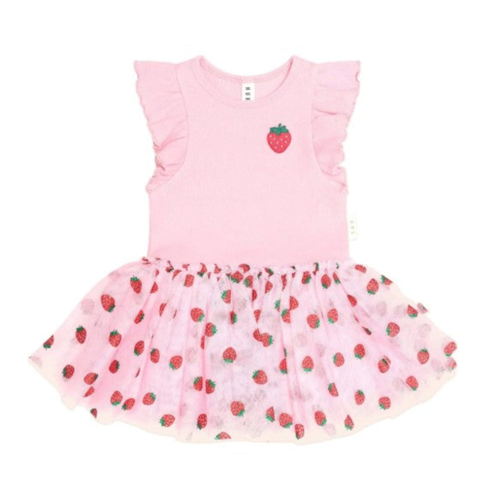 Huxbaby Strawberry Emb S/Slv Tulle Dress